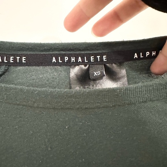 Alphalete Dark Green Tie Front Cropped Long Sleeve Xs - Picture 4 of 4